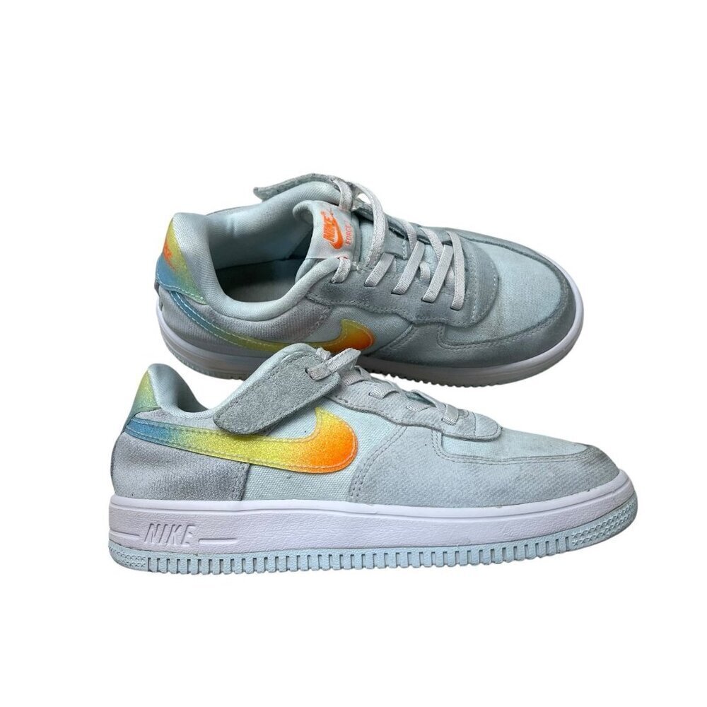 Nike Force 1 Low EasyOn Glacier Blue Light Lemon Twist Sneakers Shoes Youth 2